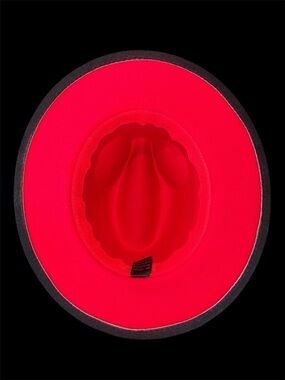 Bright Neon Red Felt Fedora Hat